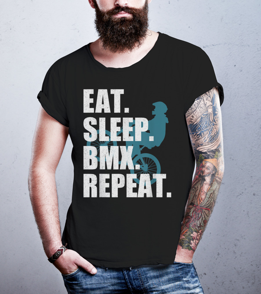 Eat Sleep BMX Repeat Funny Vintage BMX Rider T-Shirt