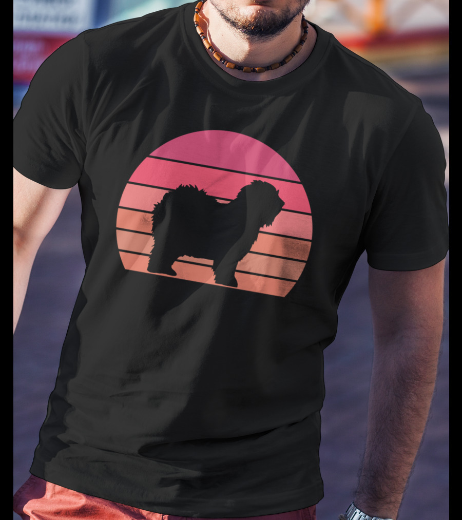 English Sheepdog Cool Vintage Sunset T-Shirt