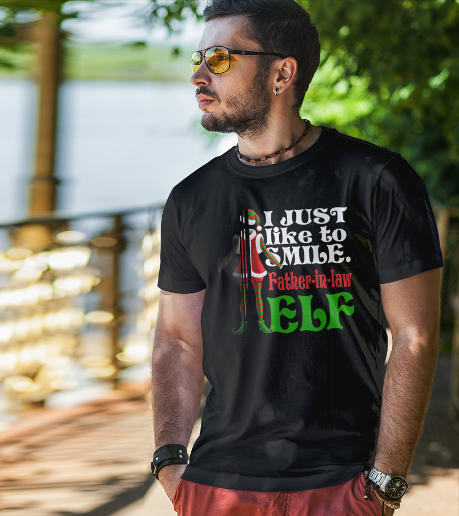 I Just Like To Smile Father-in-Law Elf Xmas Special T-Shirt