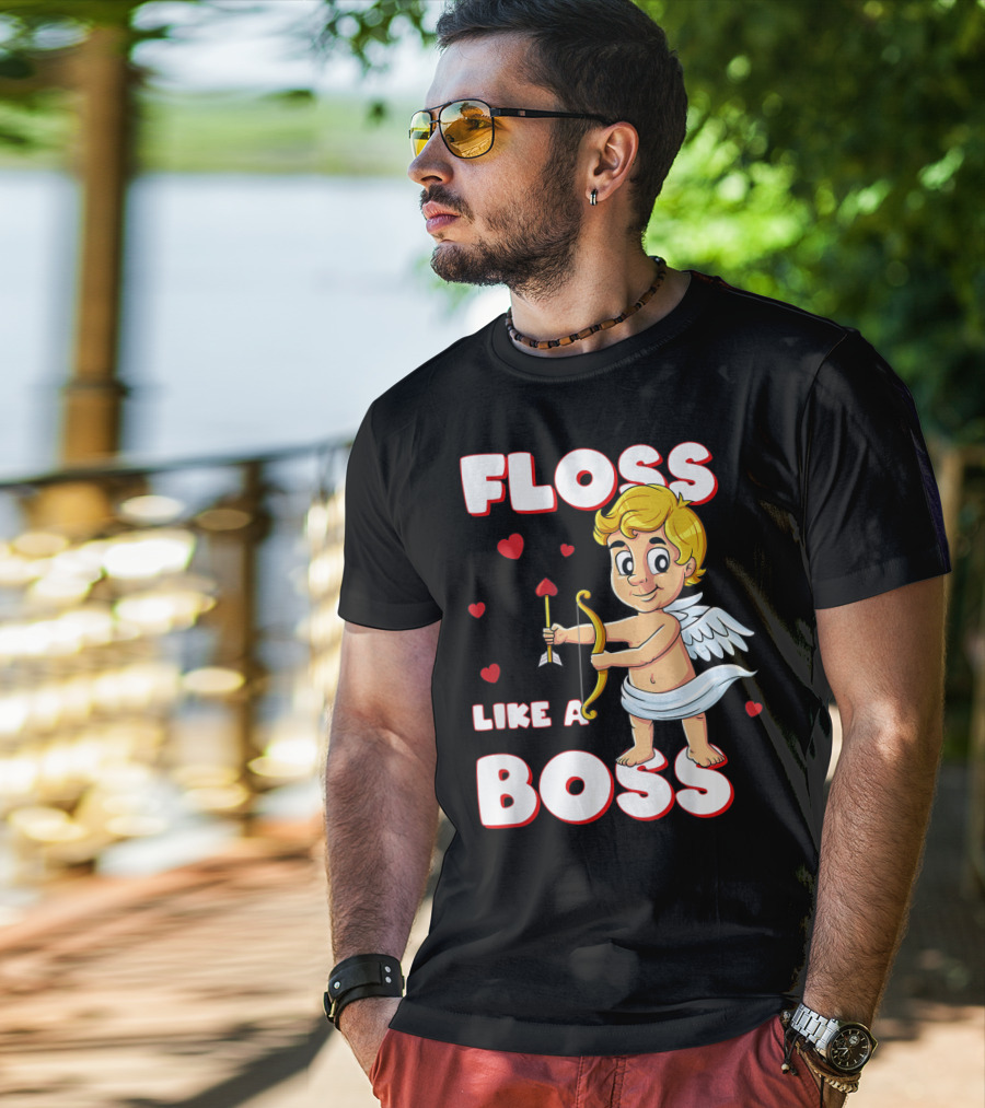 Floss Like A Boss Cupid Valentine's Day Bow Arrow Hearts T-Shirt