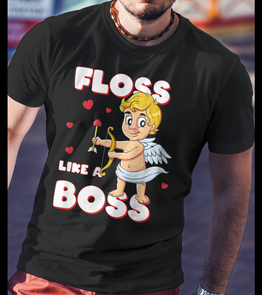 Floss Like A Boss Cupid Valentine's Day Bow Arrow Hearts T-Shirt