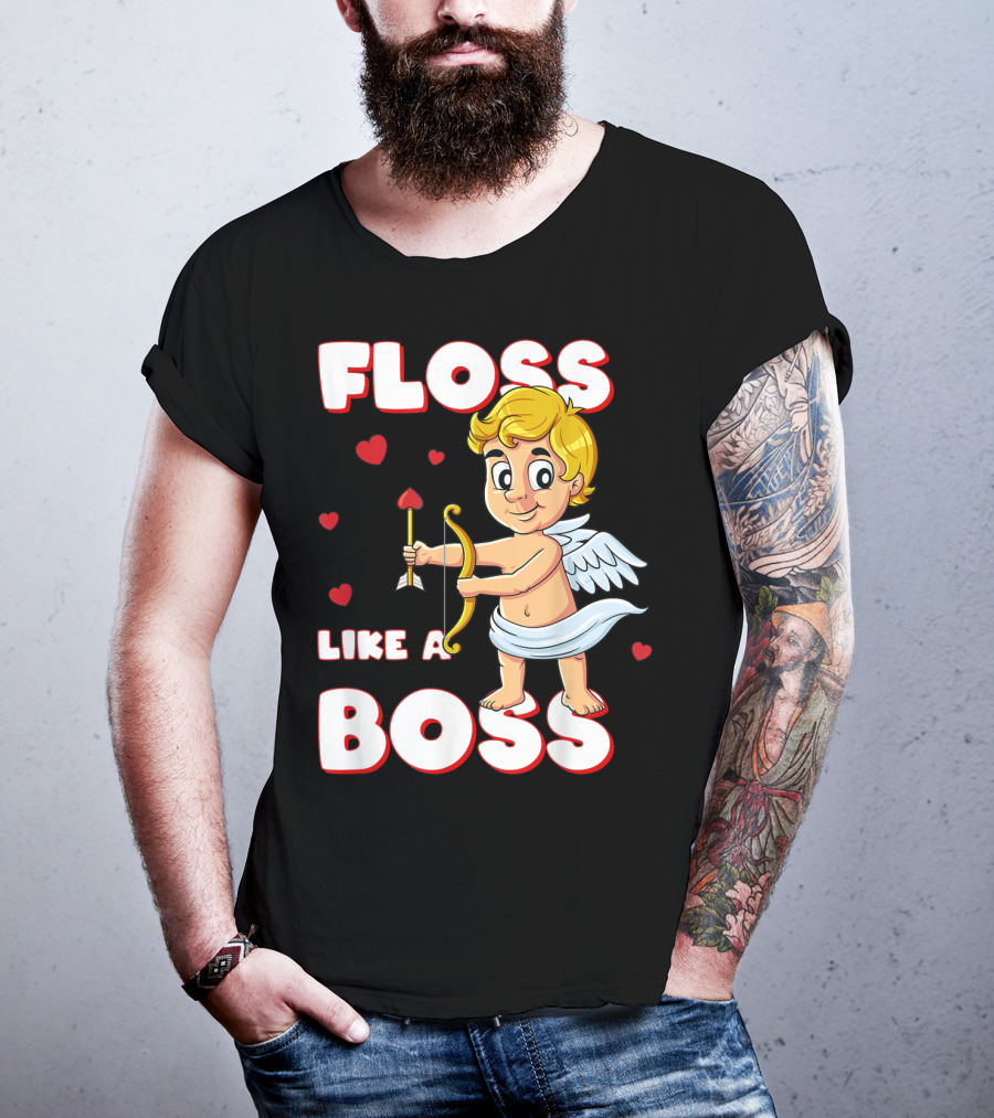 Floss Like A Boss Cupid Valentine's Day Bow Arrow Hearts T-Shirt