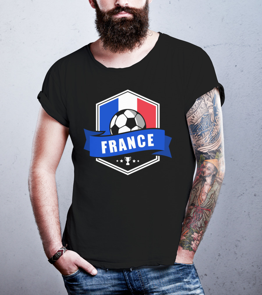 France Soccer French Team Ball Flag Trophy Fan T-Shirt