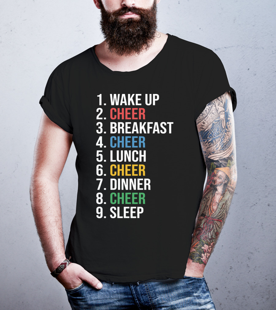 Cheerleading Schedule Wake Up Cheer Eat Cheer Sleep Routine T-Shirt