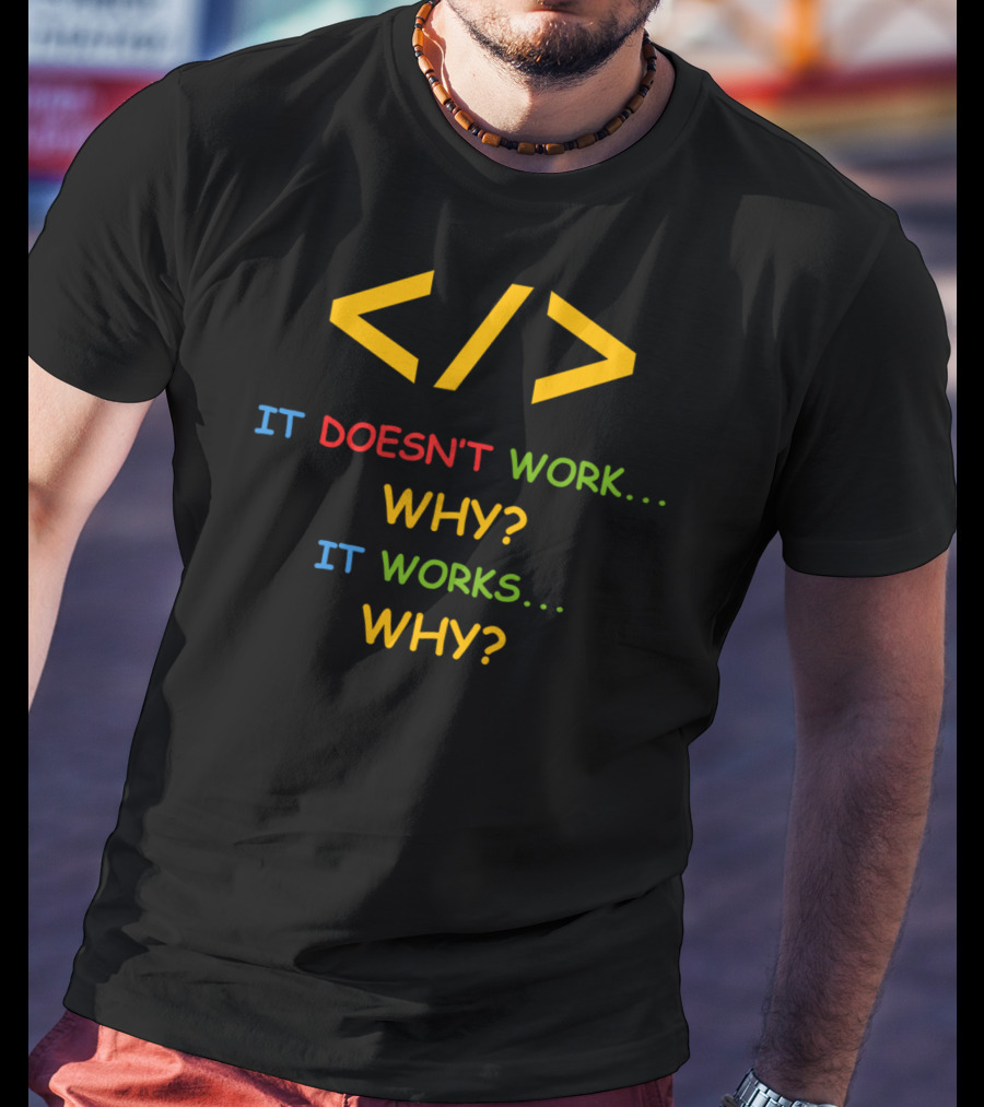 Funny Programmer Software Developer It Doesn't Work Why It Works Why T-Shirt