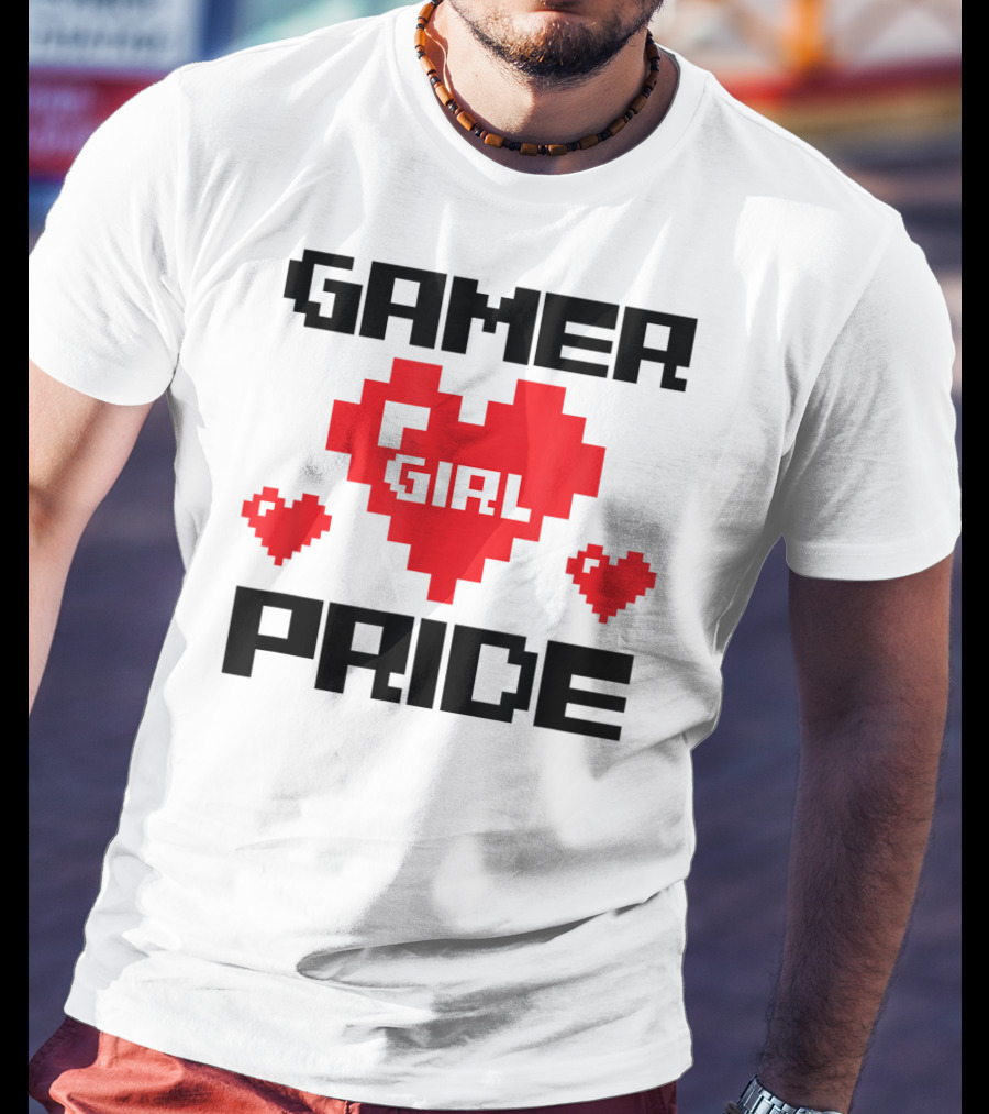 Gamer Girl Pride Pixel Heart Cute Female Gaming T-Shirt