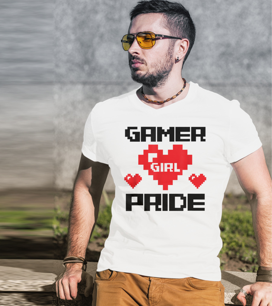 Gamer Girl Pride Pixel Heart Cute Female Gaming T-Shirt