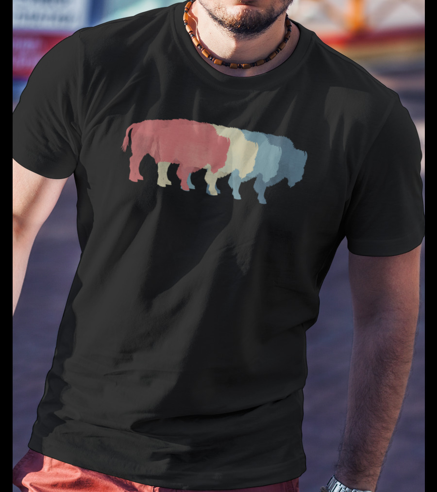 Save Buffalo Bison Colorful Silhouette Graphic 365 T-Shirt
