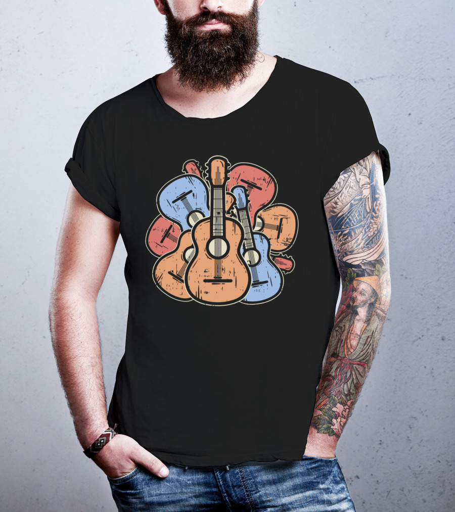 Colorful Guitars And Ukuleles Funny Guitarist Musician T-Shirt