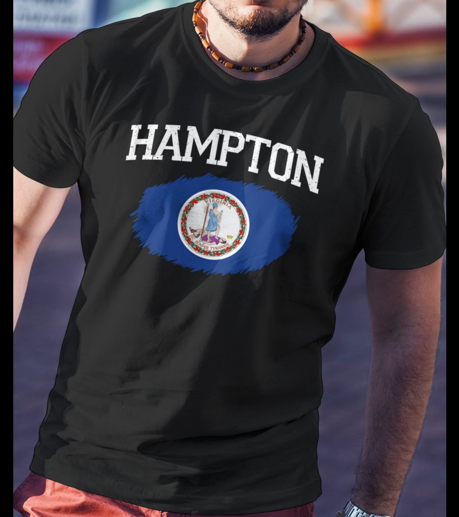 Hampton Virginia State Flag Vintage USA Sports T-Shirt