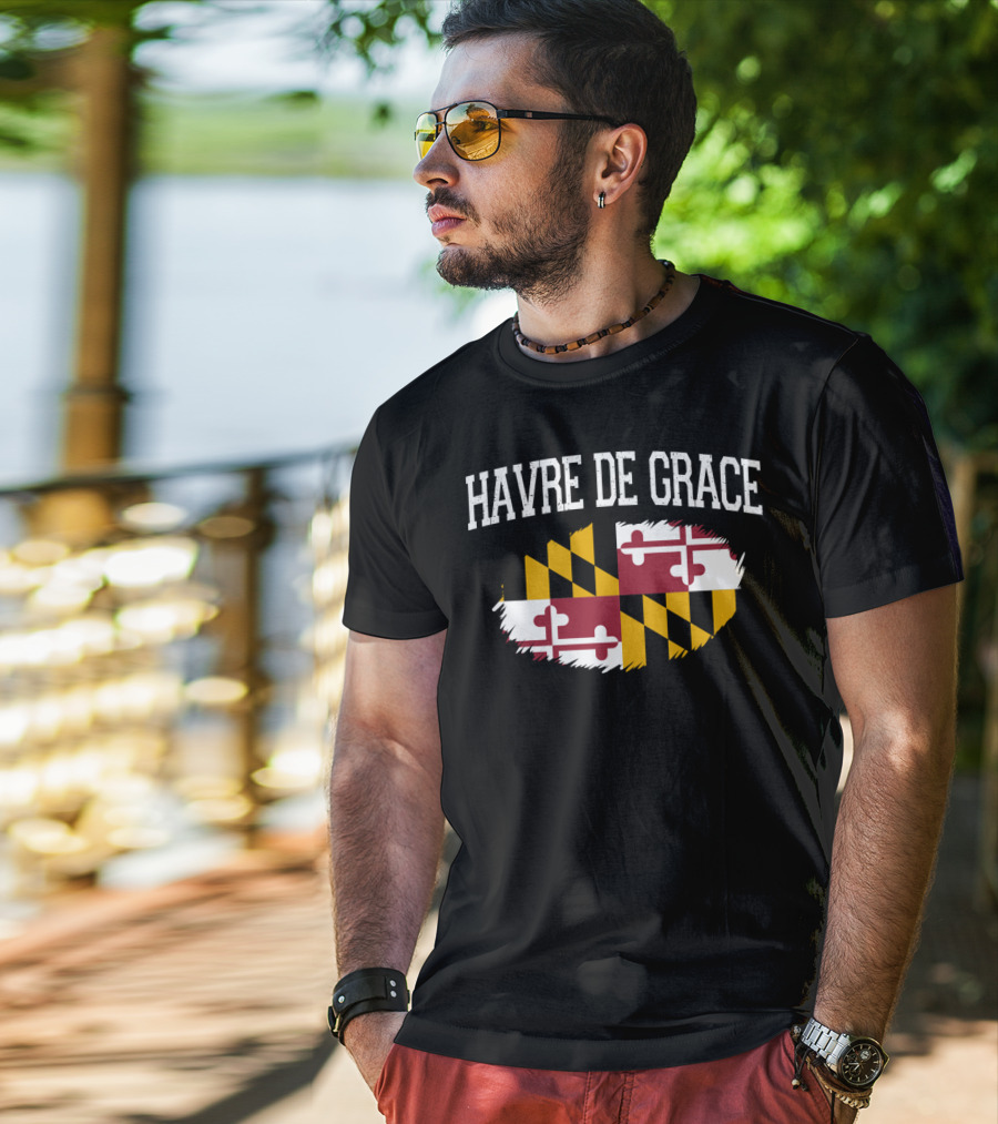 Havre De Grace Maryland Flag Vintage Usa T-Shirt