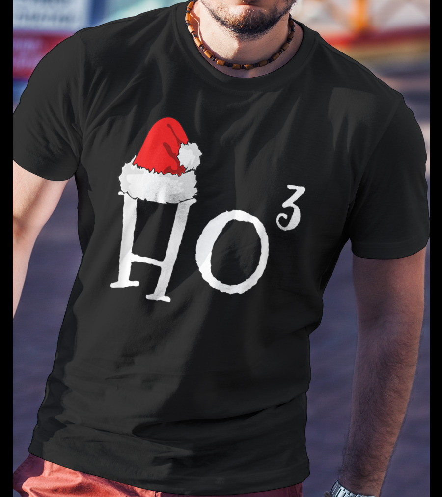 Ho3 Cubed Santa Hat Christmas Hohoho Math Teacher T-Shirt