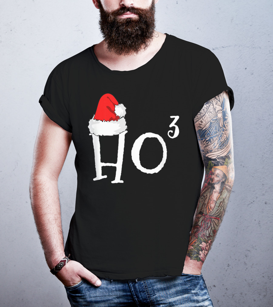 Ho3 Cubed Santa Hat Christmas Hohoho Math Teacher T-Shirt