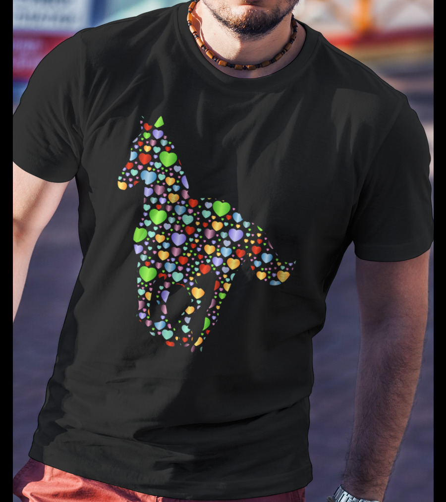 Horse Lover Equestrian Hearts Multicolored T-Shirt