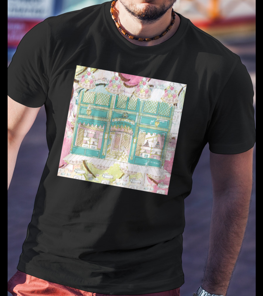 Laduree Shop Window Pastel Colour Macarons French Patisserie Display T-Shirt