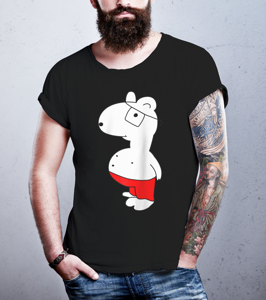 Marcuskun Bear Character With Glasses And Red Shorts T-Shirt
