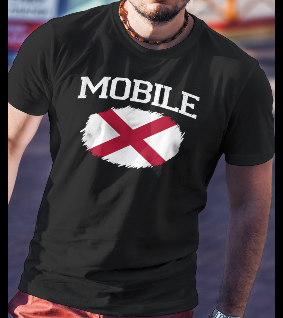 Mobile Alabama Flag Vintage USA Sports T-Shirt