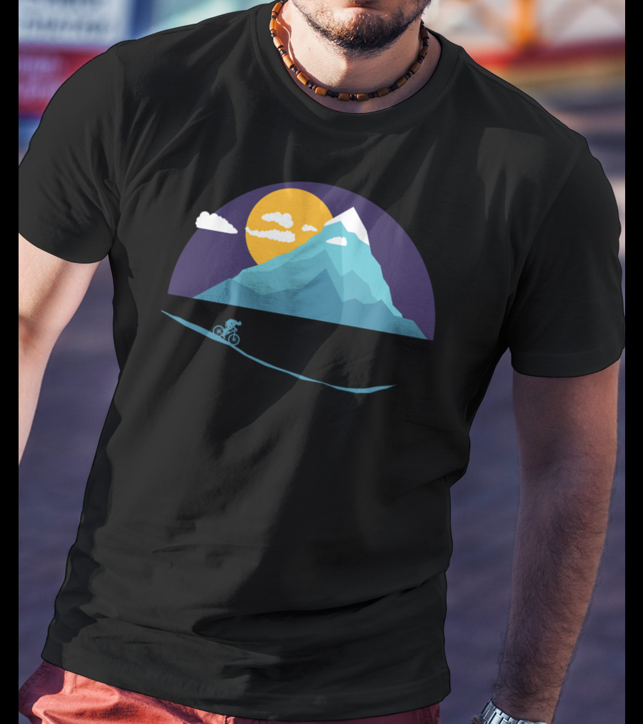 Mountainbiker Scenic Landscape Adventure With Sun And Clouds T-Shirt
