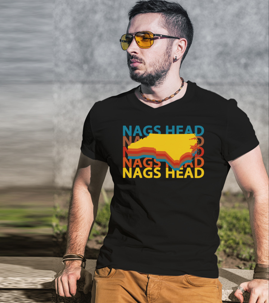 Nags Head North Carolina Outer Banks Vintage Layered Map T-Shirt