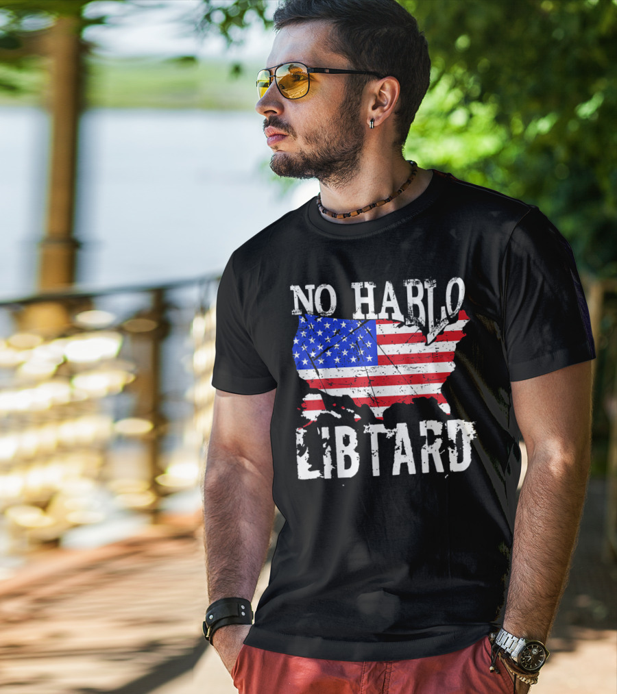 No Hablo Libtard American Flag Map T-Shirt
