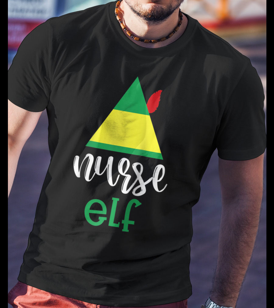 Nurse Elf Funny Christmas Medical Rn Lpn Holiday Humor T-Shirt