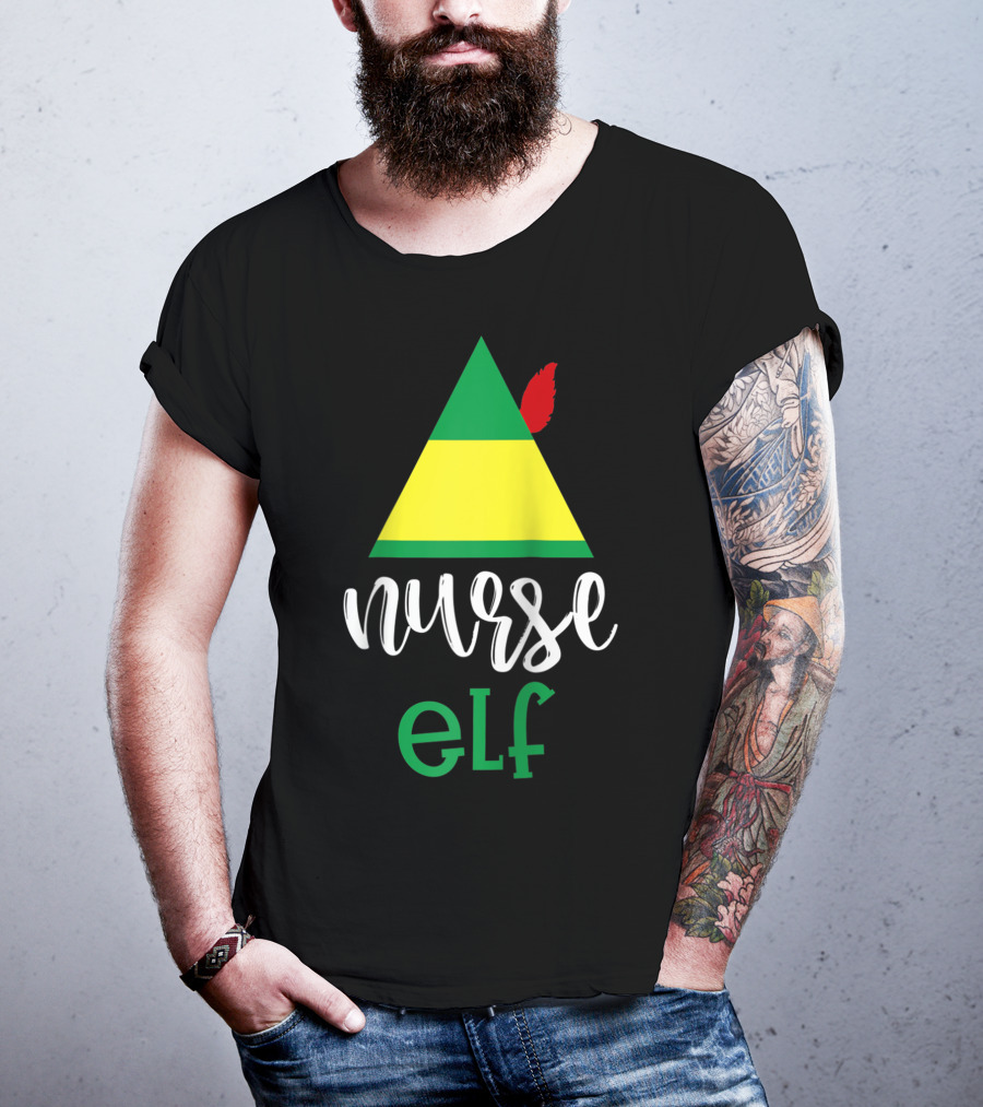 Nurse Elf Funny Christmas Medical Rn Lpn Holiday Humor T-Shirt