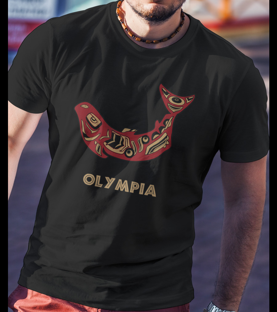 Olympia Native American Indian Style Salmon T-Shirt