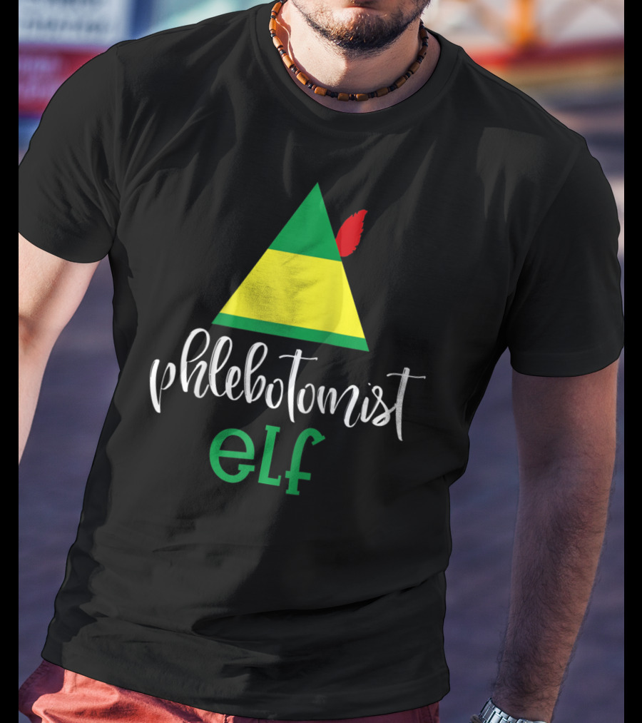 Phlebotomist Elf Christmas Hat Festive Humor T-Shirt