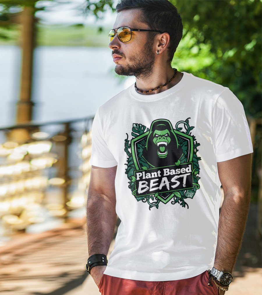 Plant Based Beast Fitness Gorilla Bodybuilding Jungle Strength T-Shirt