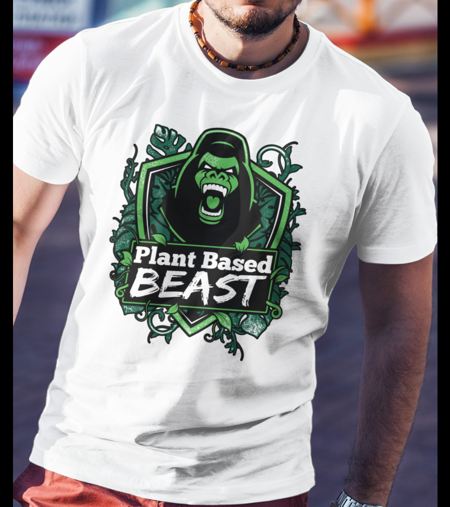 Plant Based Beast Fitness Gorilla Bodybuilding Jungle Strength T-Shirt
