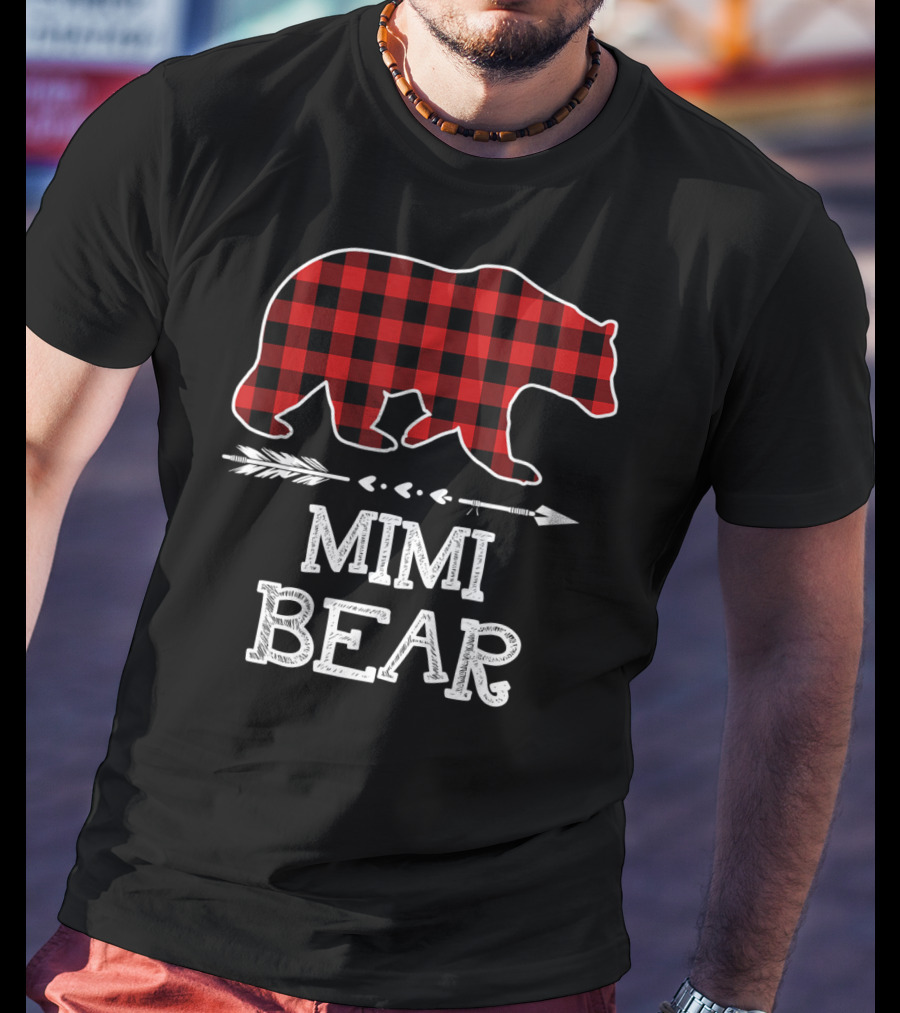 Red Plaid Bear Mimi Arrow T-Shirt
