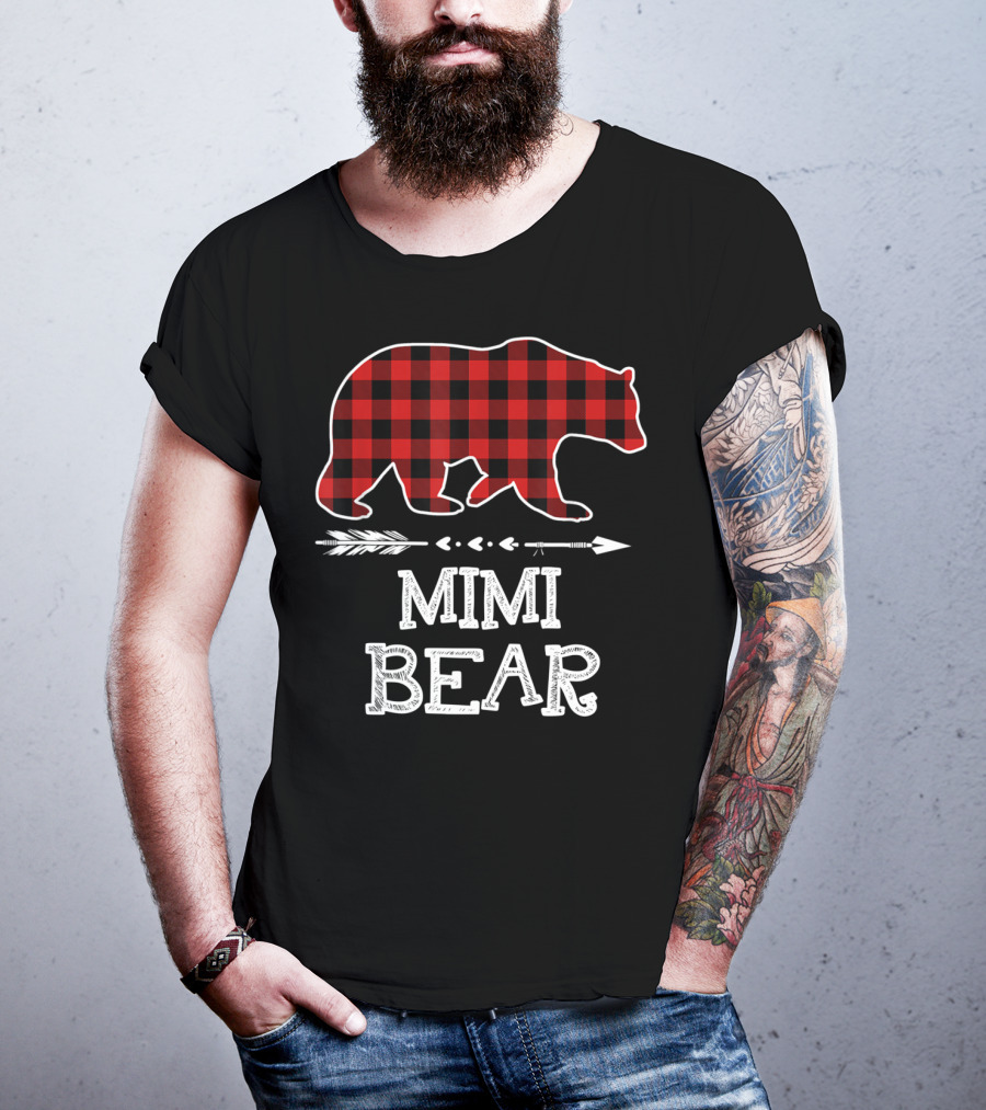Red Plaid Bear Mimi Arrow T-Shirt