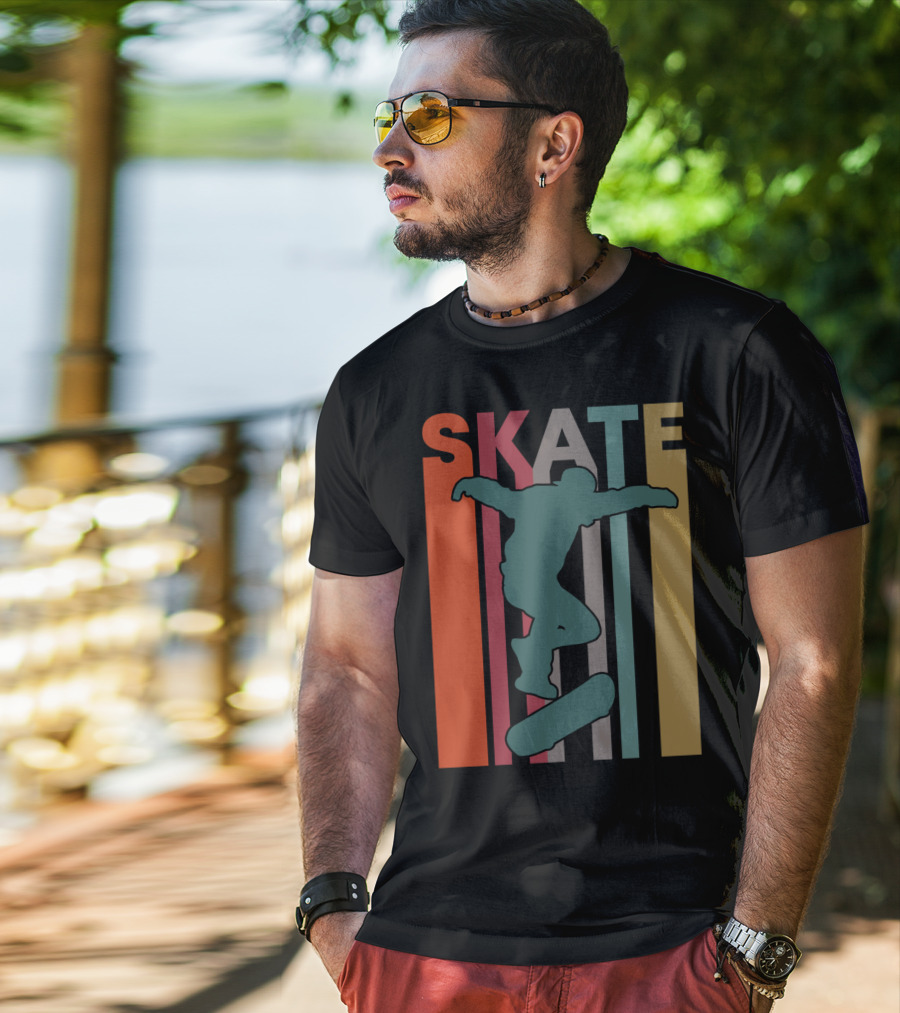 Retro Skate Skateboarder Vintage 70S 80S Skateboarding T-Shirt