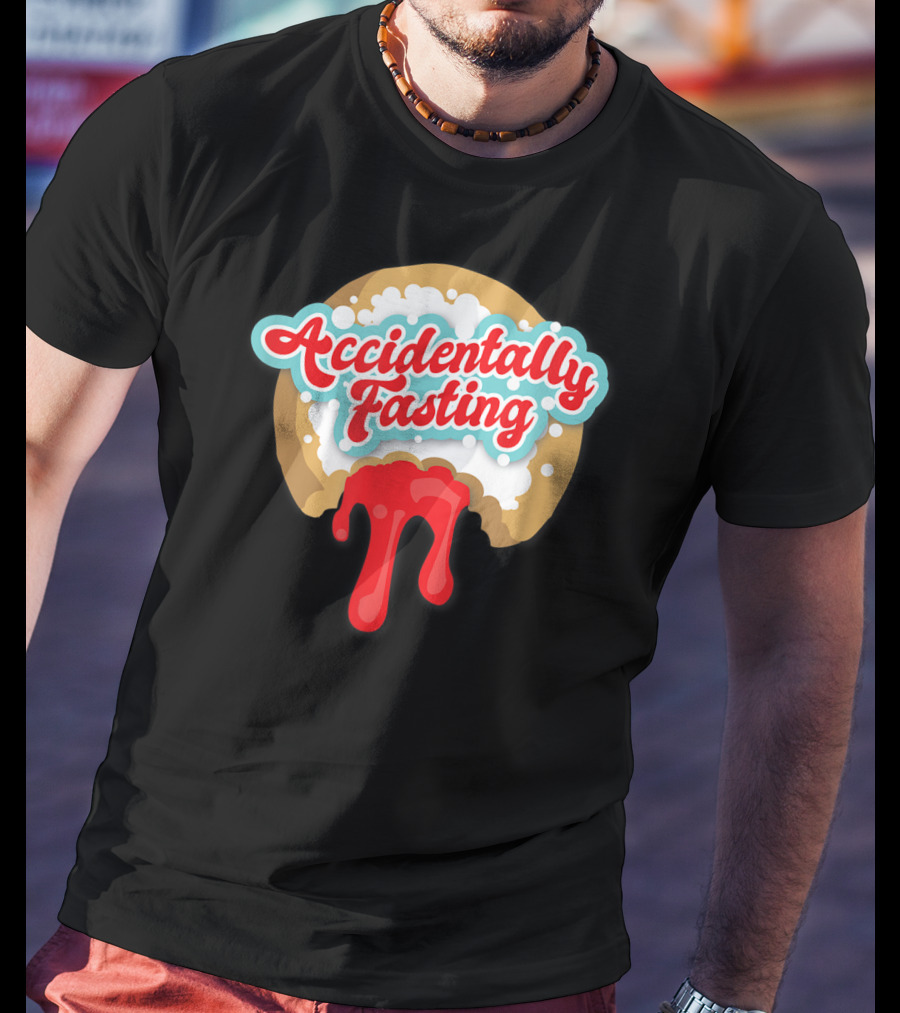Accidentally Fasting Red Dripping Iced Donut T-Shirt