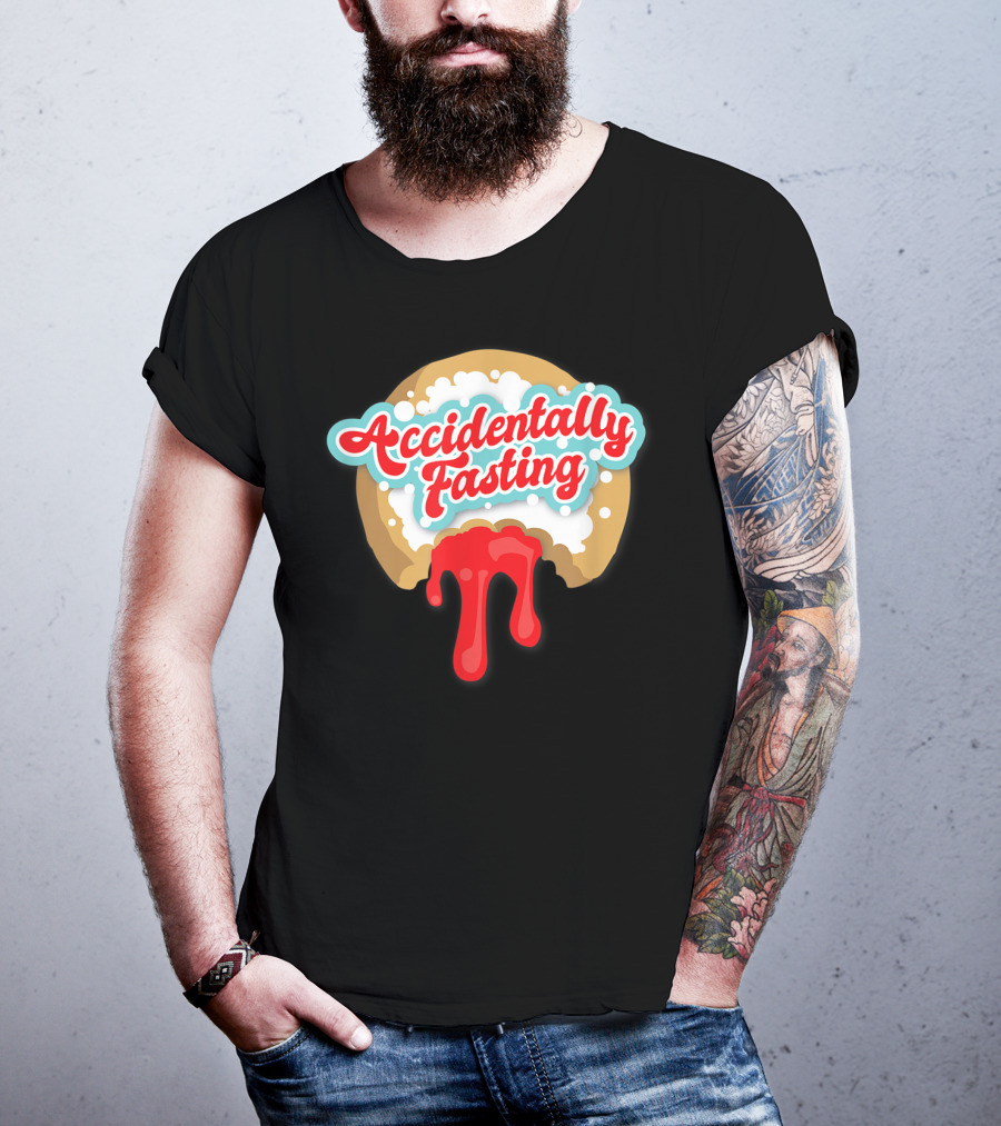 Accidentally Fasting Red Dripping Iced Donut T-Shirt