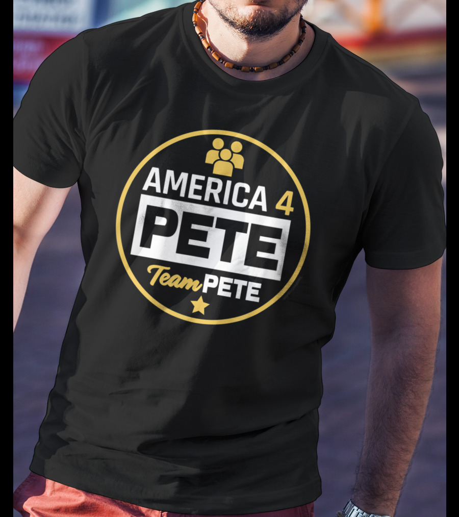 America 4 Pete Team Pete Buttigieg Support Badge Circle Star T-Shirt