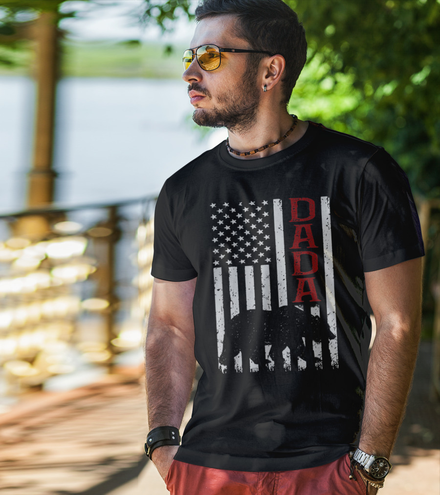 American Flag Dada Bear Silhouette T-Shirt
