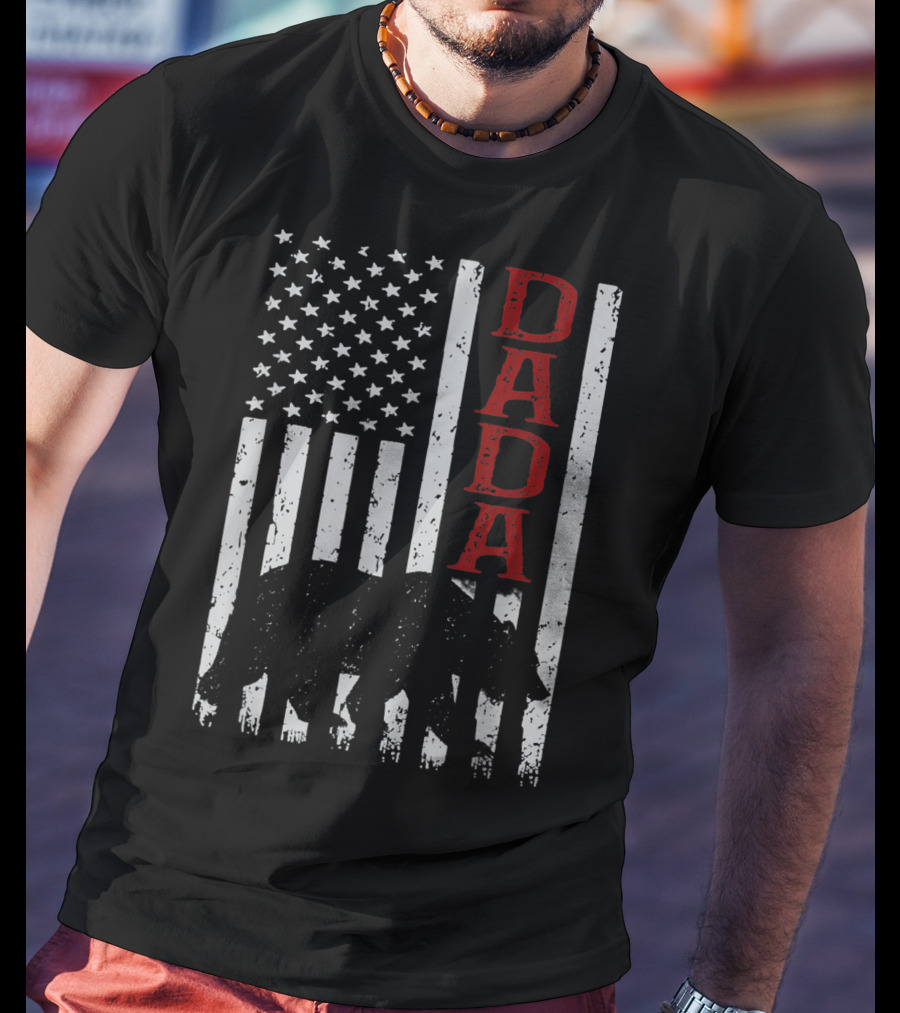 American Flag Dada Bear Silhouette T-Shirt