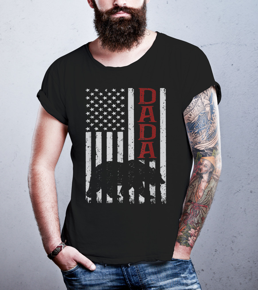 American Flag Dada Bear Silhouette T-Shirt