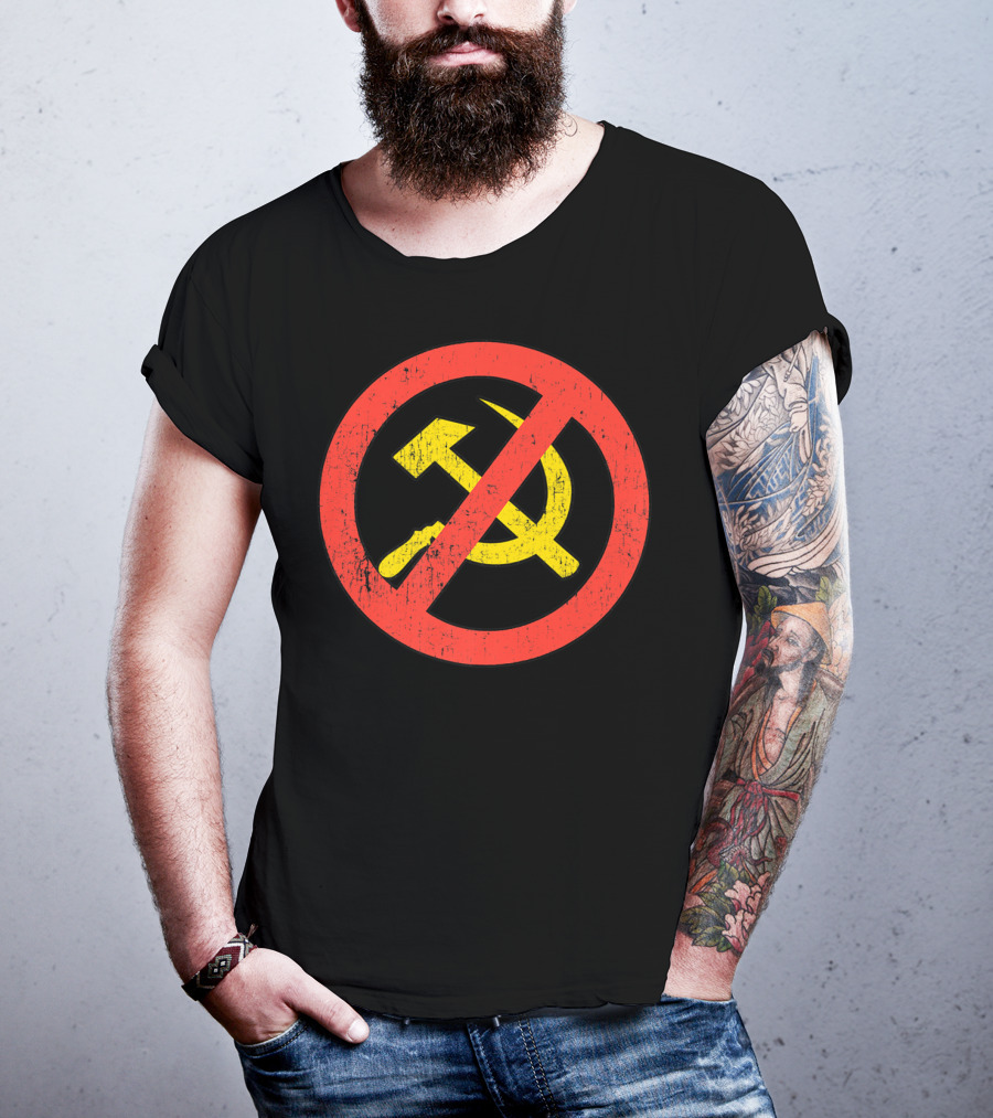Anti Communism Symbol Hammer And Sickle No Sign T-Shirt