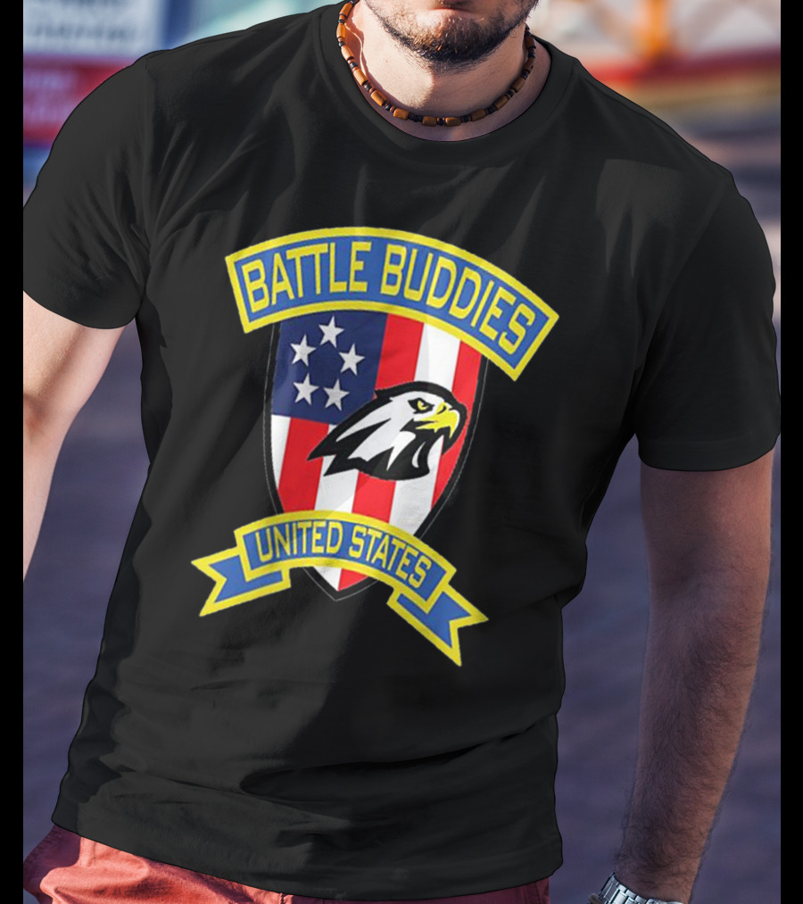 Battle Buddies United States Bald Eagle Stars Shield T-Shirt