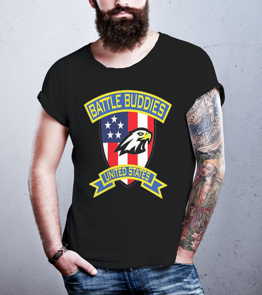 Battle Buddies United States Bald Eagle Stars Shield T-Shirt