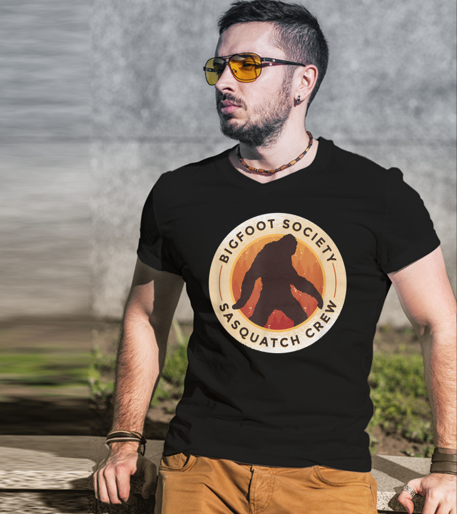 Bigfoot Society Sasquatch Crew Men Women Iconic Forest Emblem T-Shirt