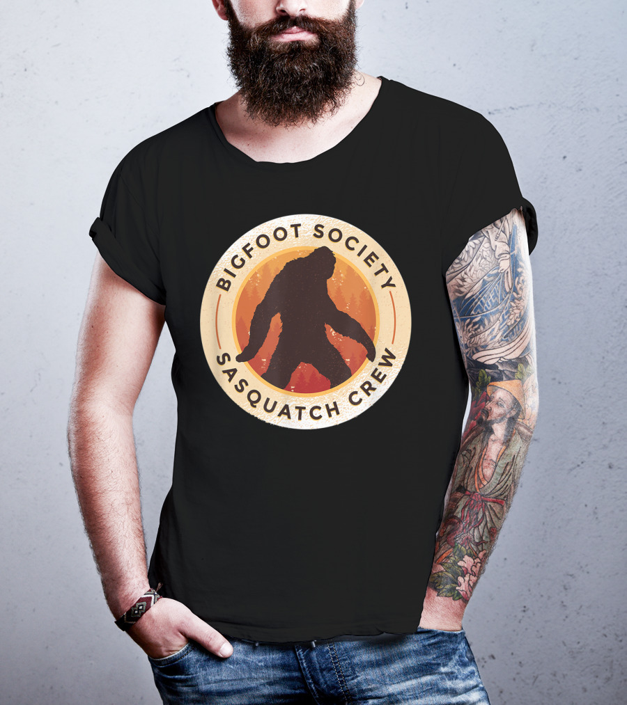 Bigfoot Society Sasquatch Crew Men Women Iconic Forest Emblem T-Shirt