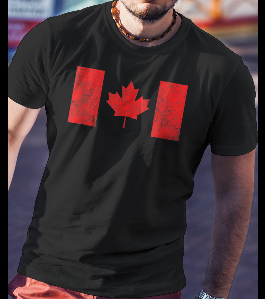 Canada National Flag Distressed Maple Leaf T-Shirt