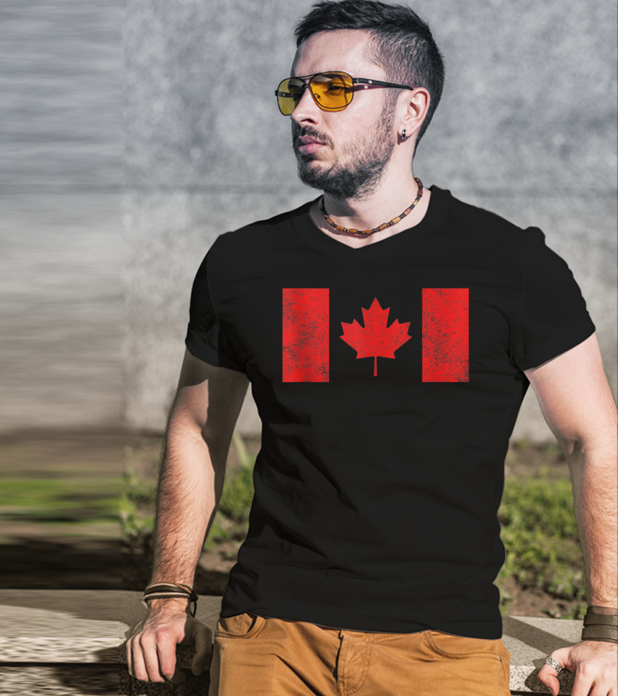 Canada National Flag Distressed Maple Leaf T-Shirt