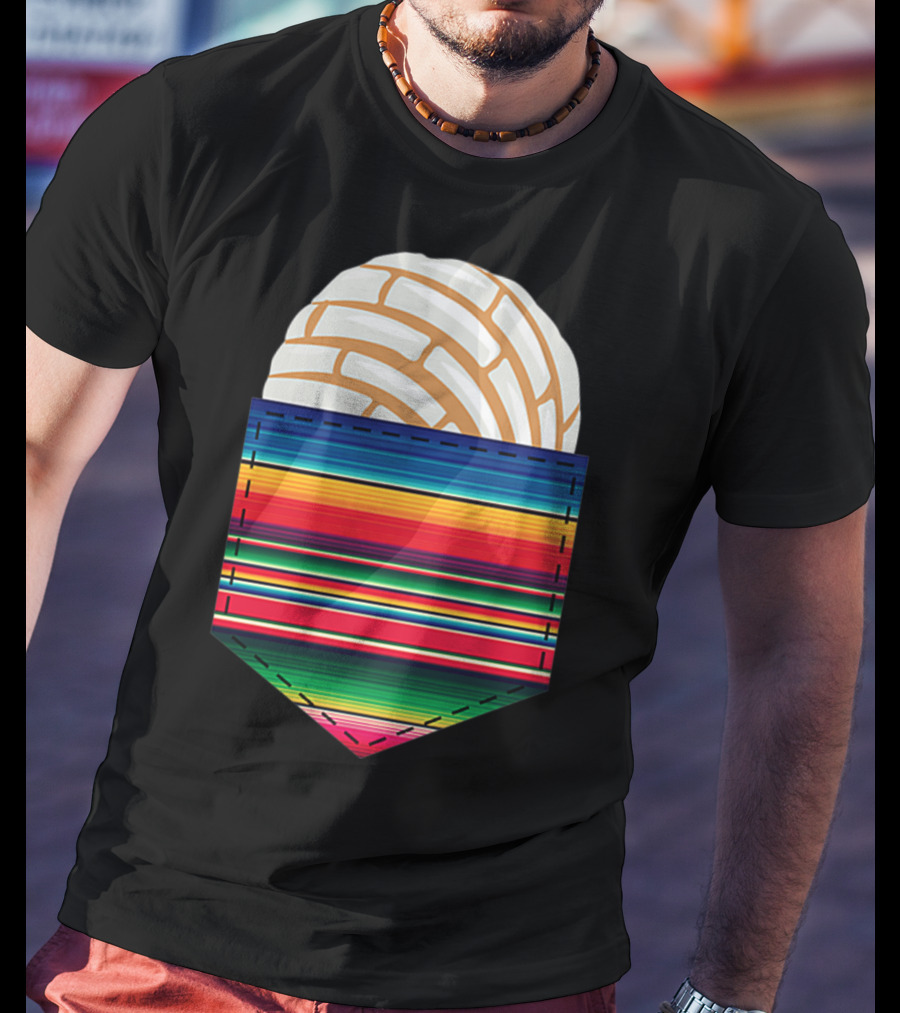 Colorful Serape Pocket White Concha T-Shirt