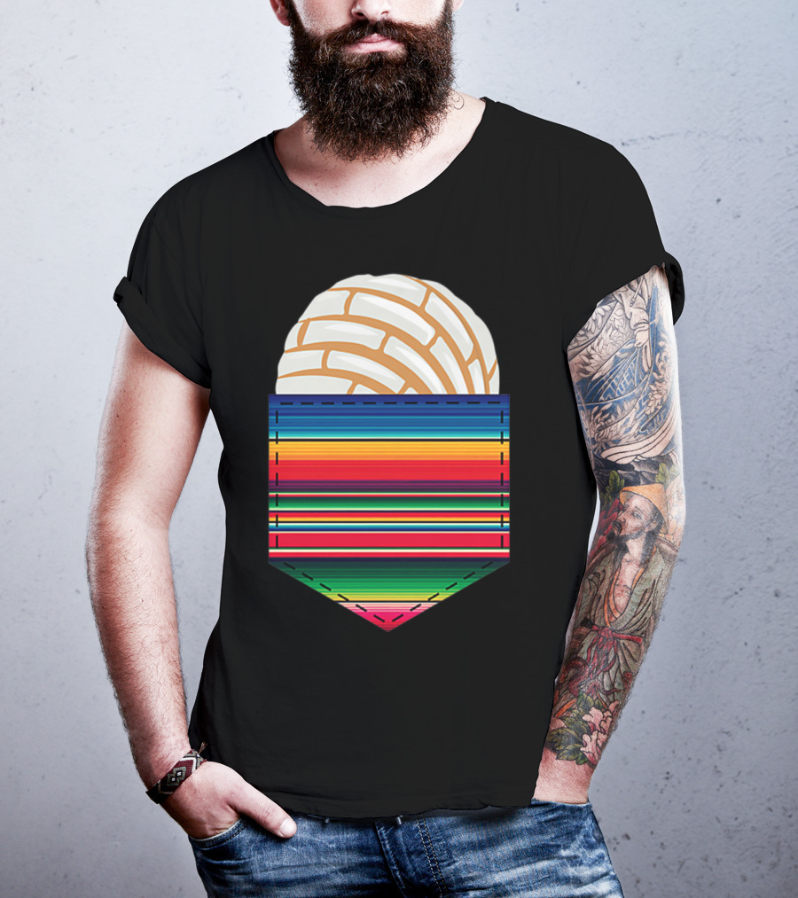 Colorful Serape Pocket White Concha T-Shirt