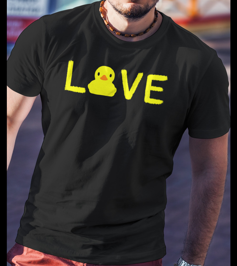 LOVE Yellow Rubber Ducky Duck Cute Graphi T-Shirt