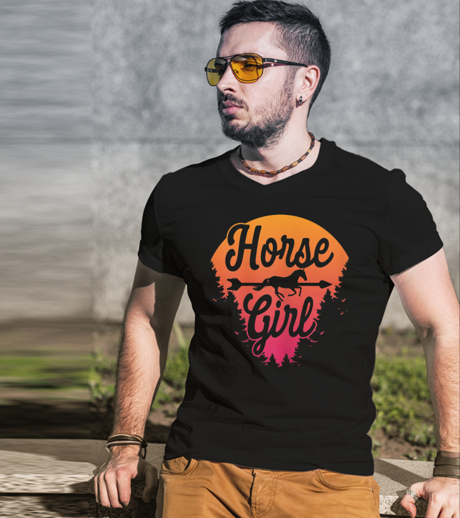 Horse Girl Forest Sunset T-Shirt